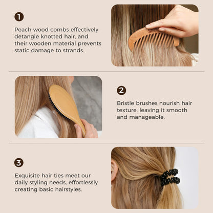 Side view of Black Egg boar bristle hair brush paddle