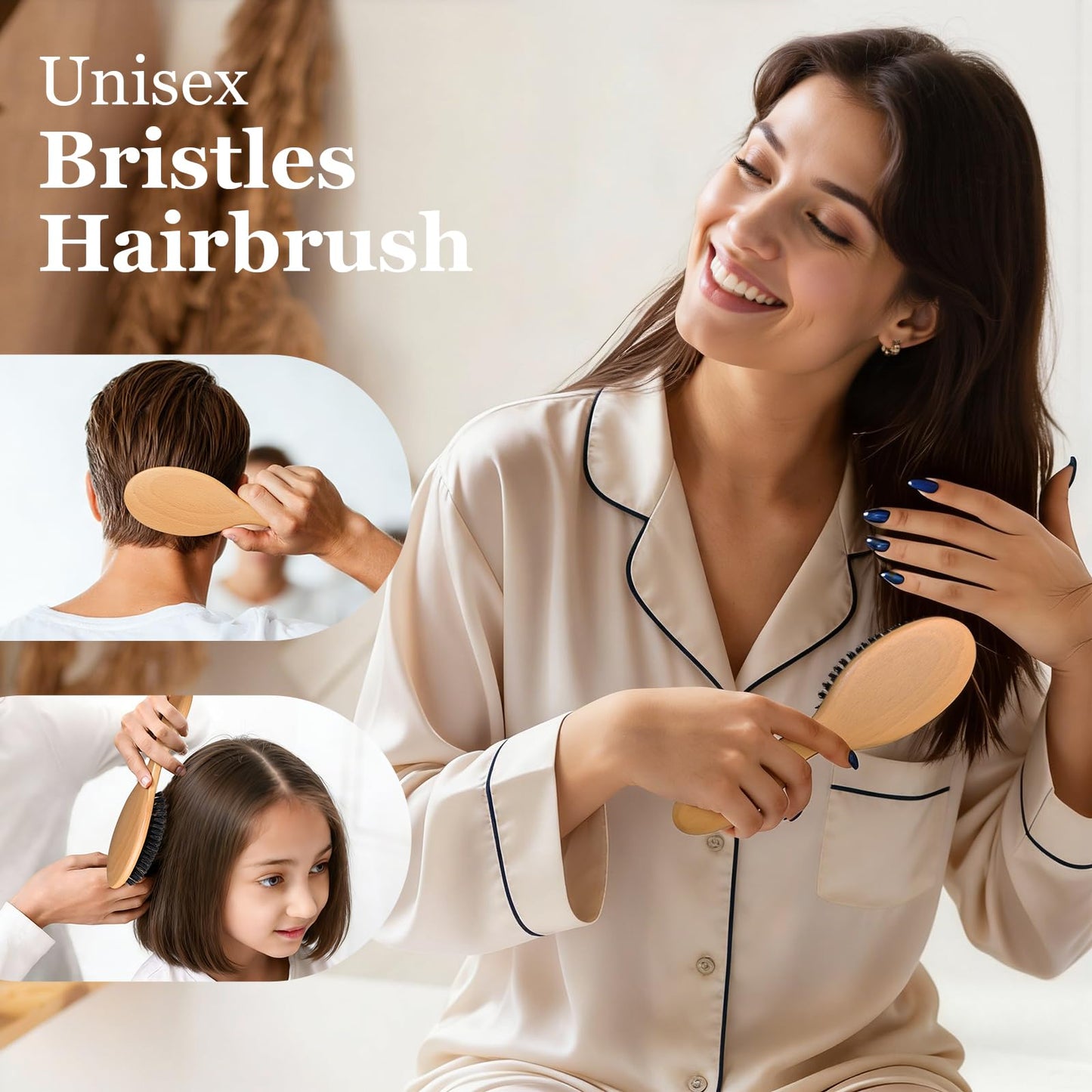 Packaging of Black Egg boar bristle hair brush