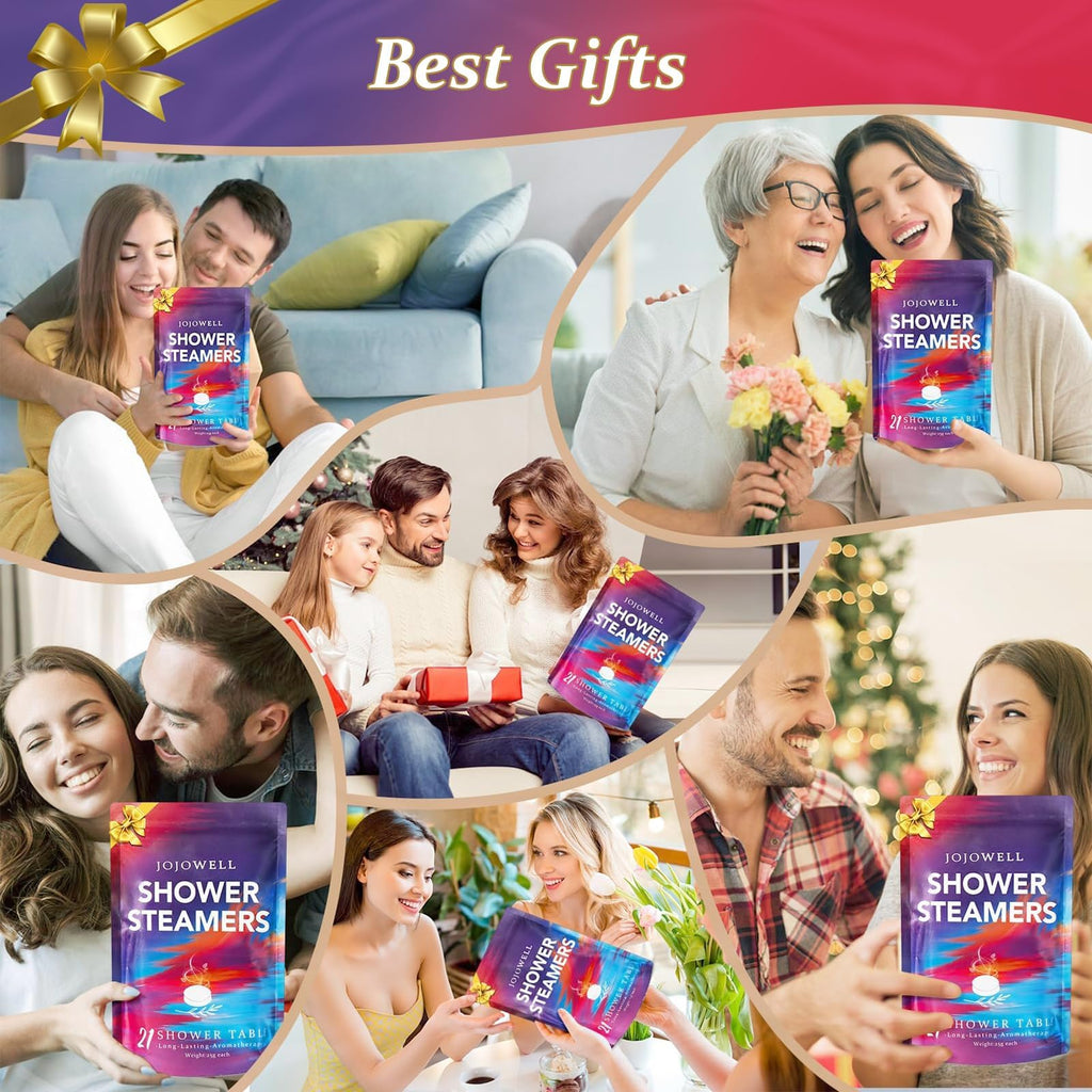 Authentic imported USA JoJowell shower steamers packaging details and scent collection