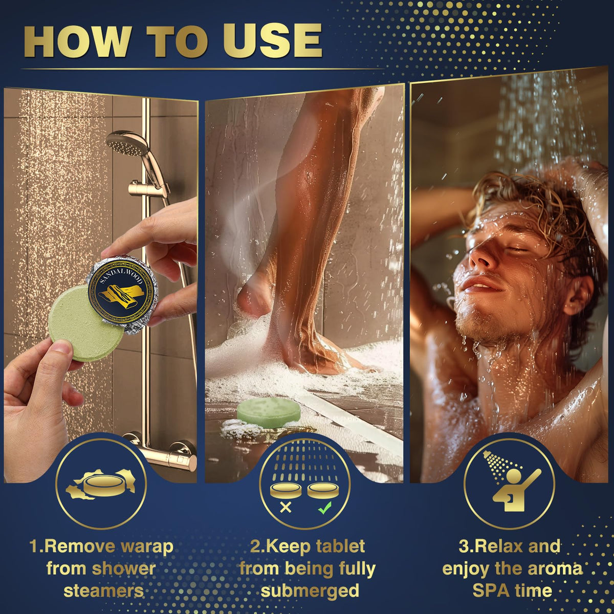 Steam rising from a dissolving effervescent aromatherapy tablet in a warm bath environment.