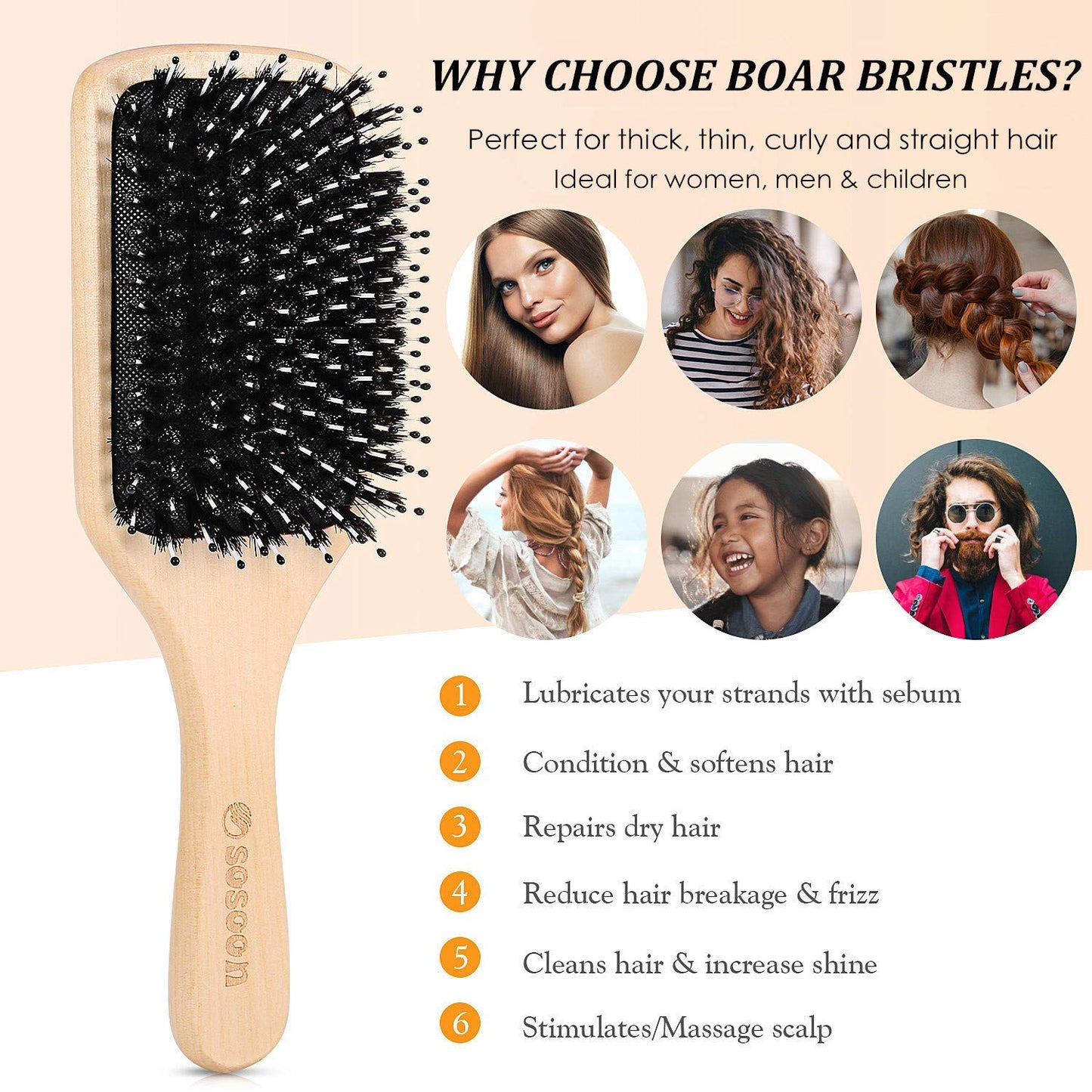 Sosoon brush and tail comb set for detangling