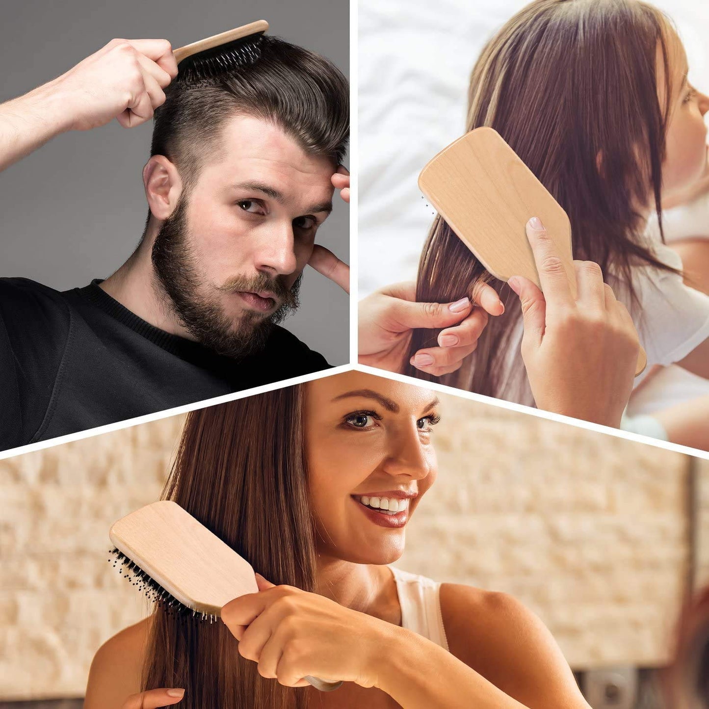 Sosoon wooden paddle brush for thick curly hair