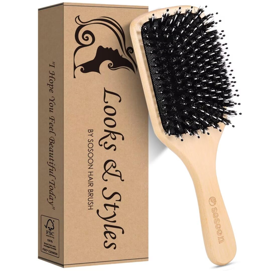 Using tail comb to clean Sosoon paddle brush
