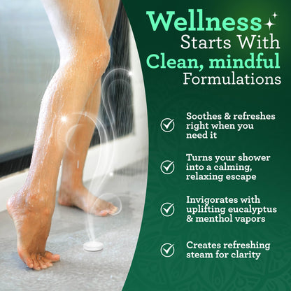 Clean dissolving white shower steamer tablet close up view