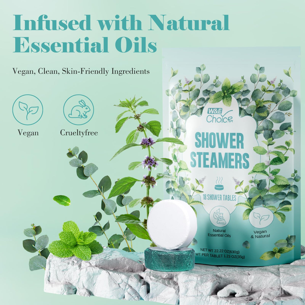 Premium dye free aromatherapy tablets in a resealable self care gift pouch