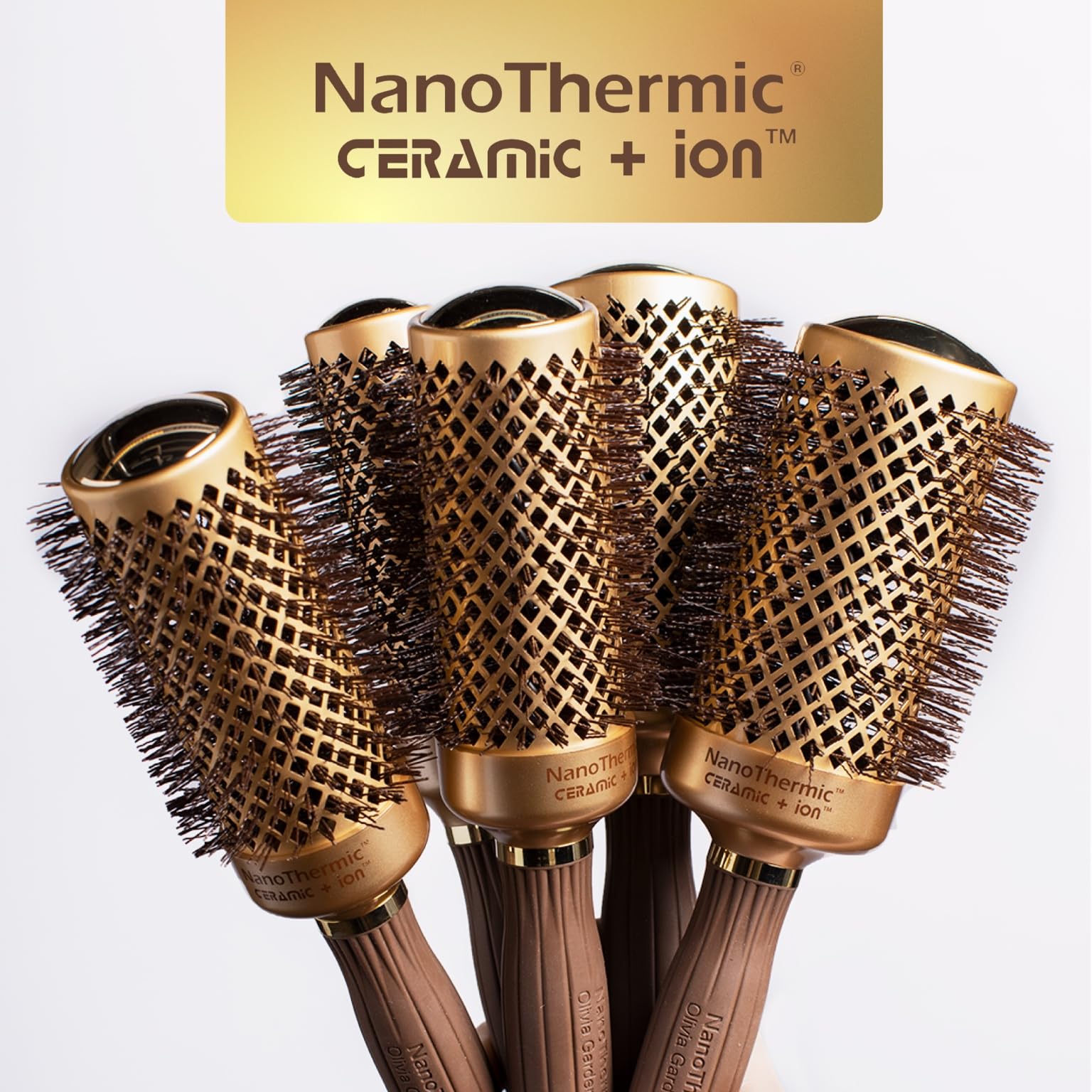 Olivia Garden NanoThermic ceramic ion brush packaging details for imported beauty products
