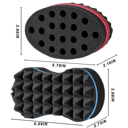 Hand holding Supaze curl brush sponge for demonstration