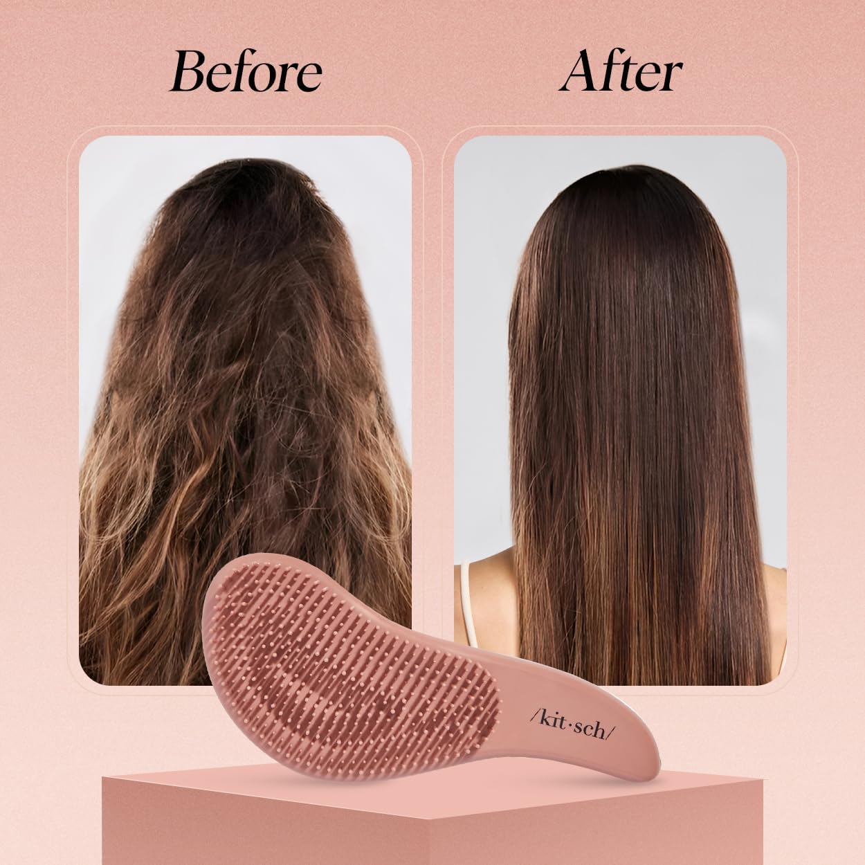 Ergonomic handle of Kitsch detangler brush