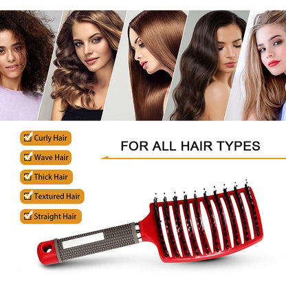 Side profile of Hairstreaq curved detangling hair brush