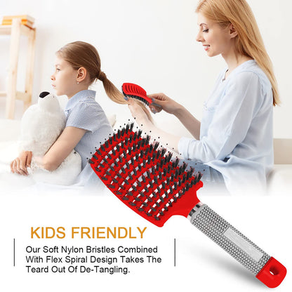 Hairstreaq detangling brush showing ergonomic handle