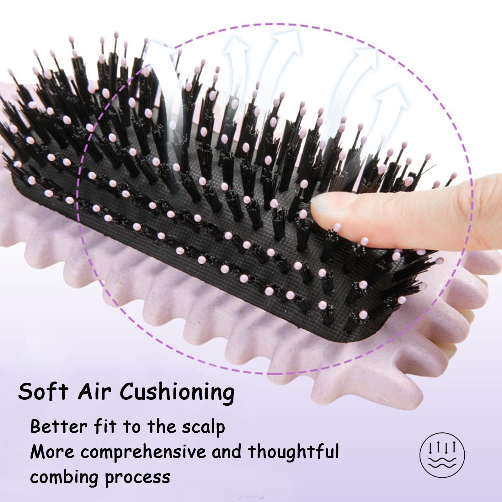 Side profile of Uvznumg purple detangling brush for curls