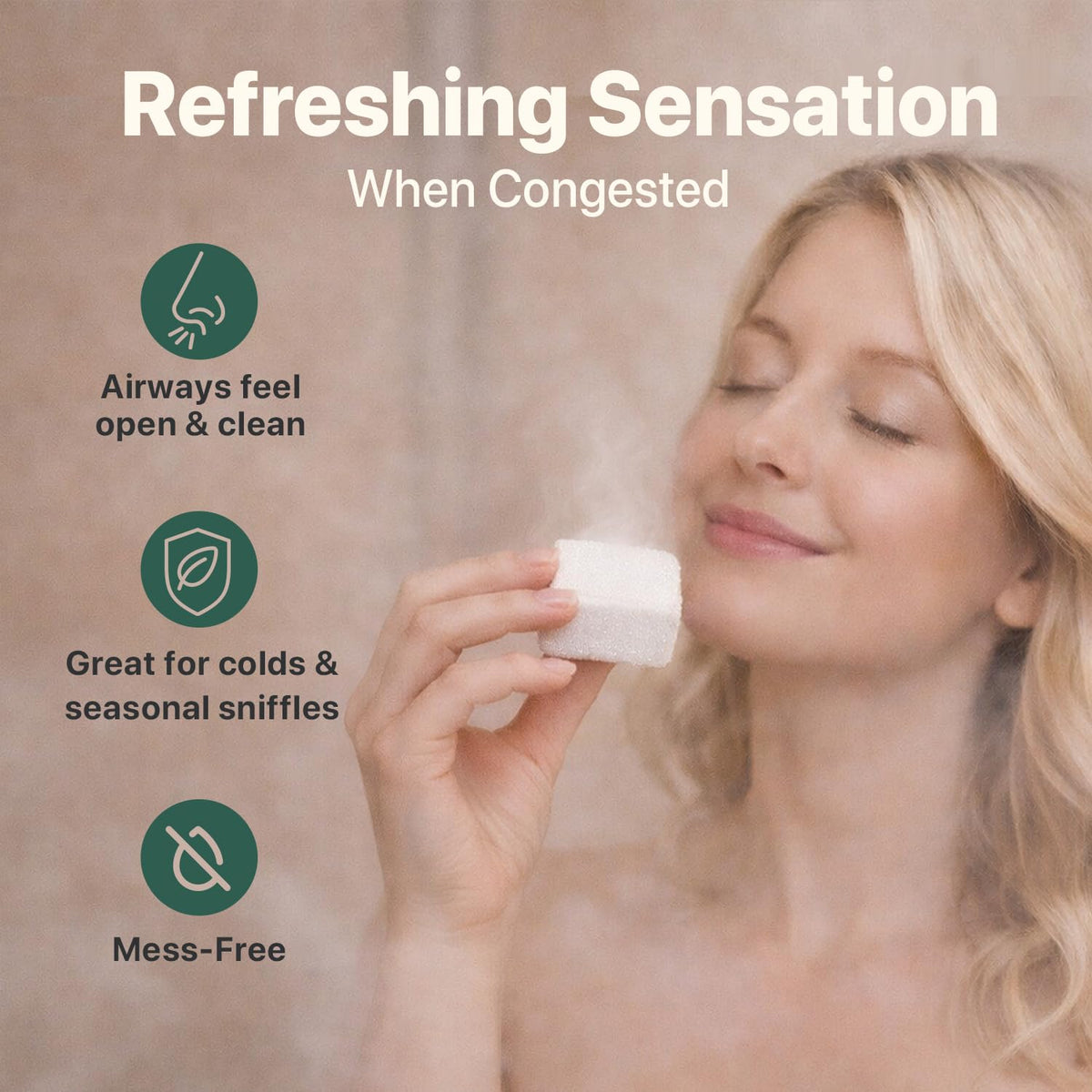 Premium shower bomb tablet fizzing on a bathroom floor releasing essential oil steam
