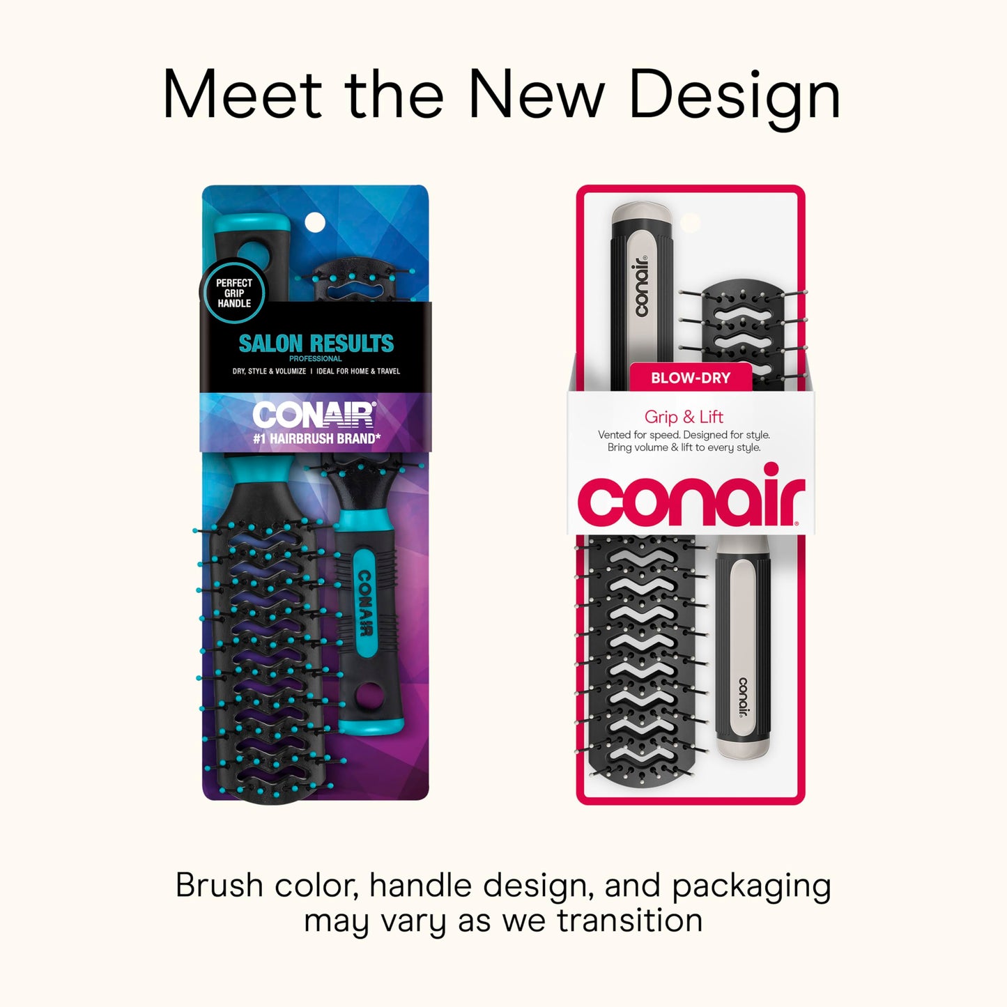 Close-up of the ball-tipped nylon bristles on the Conair professional vented hairbrush pack