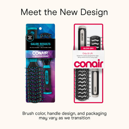 Close-up of the ball-tipped nylon bristles on the Conair professional vented hairbrush pack