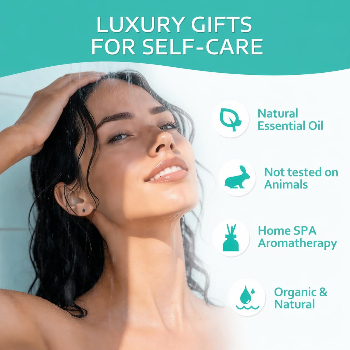 Aromatherapy gift box showing individual bags grouped by specific fragrance combinations.