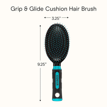 Conair salon results detangler brush side profile highlighting the oval shape structure