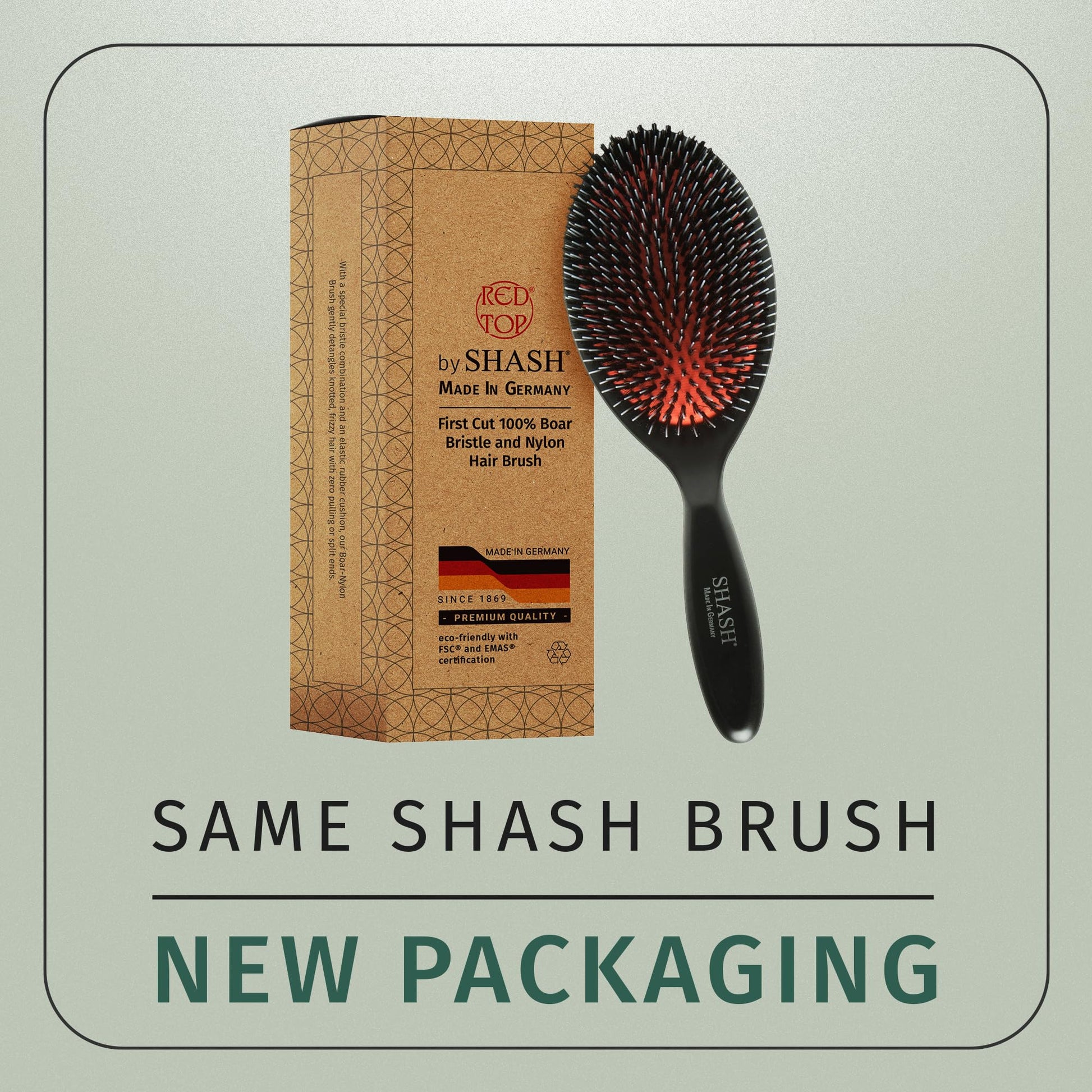 Shash hair brush eco-sourced beech wood handle detail