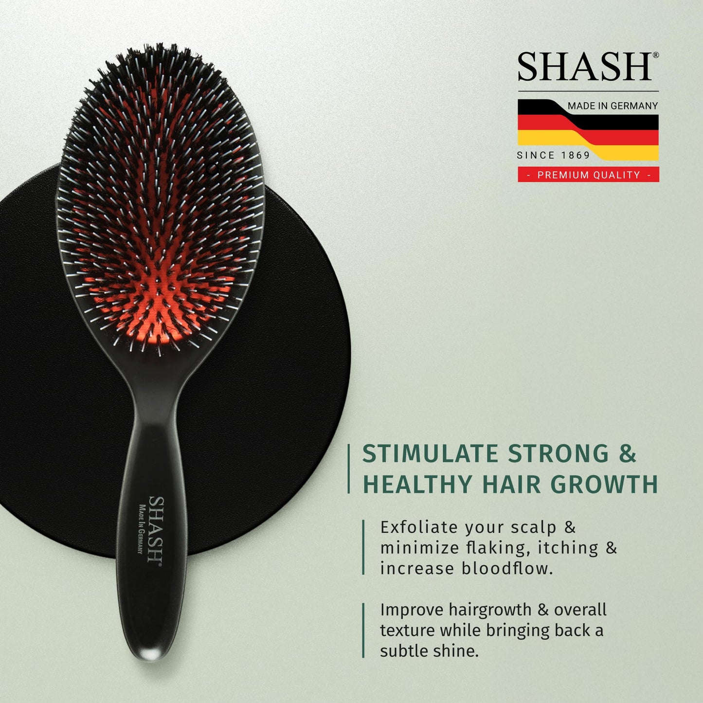 Shash hair brush demonstrating hair detangling and smoothing