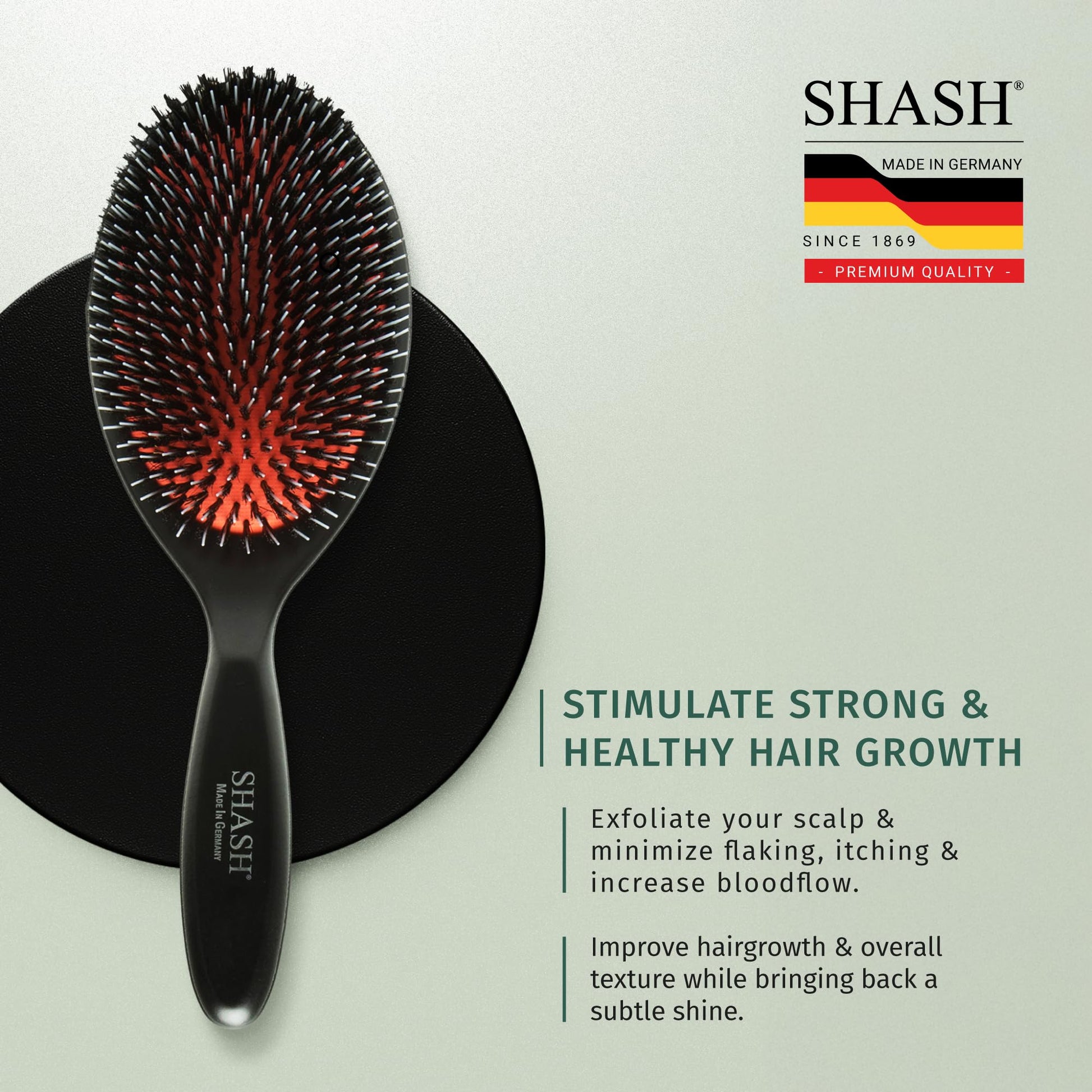Shash hair brush demonstrating hair detangling and smoothing