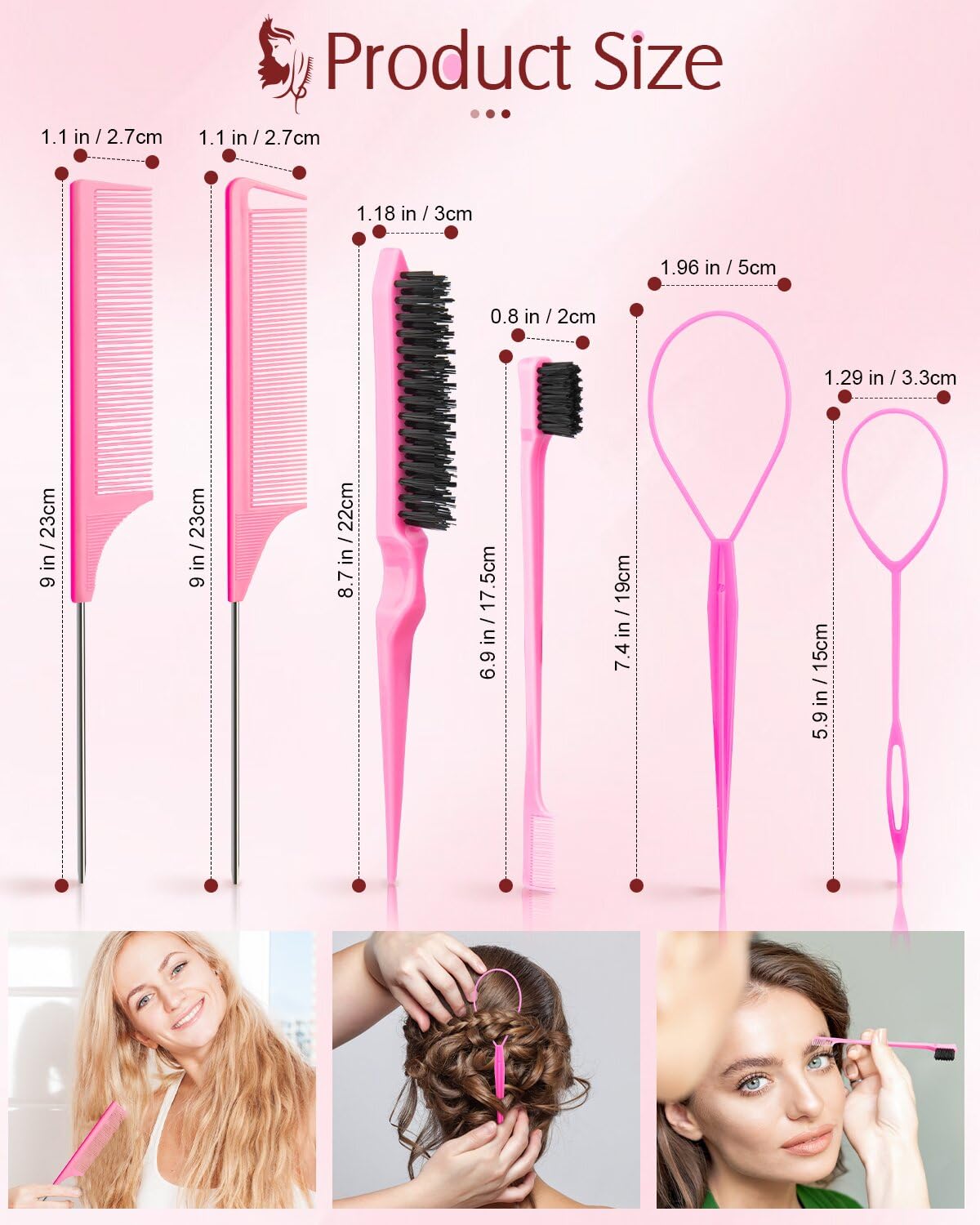 Aigee rat tail combs for hair sectioning and parting
