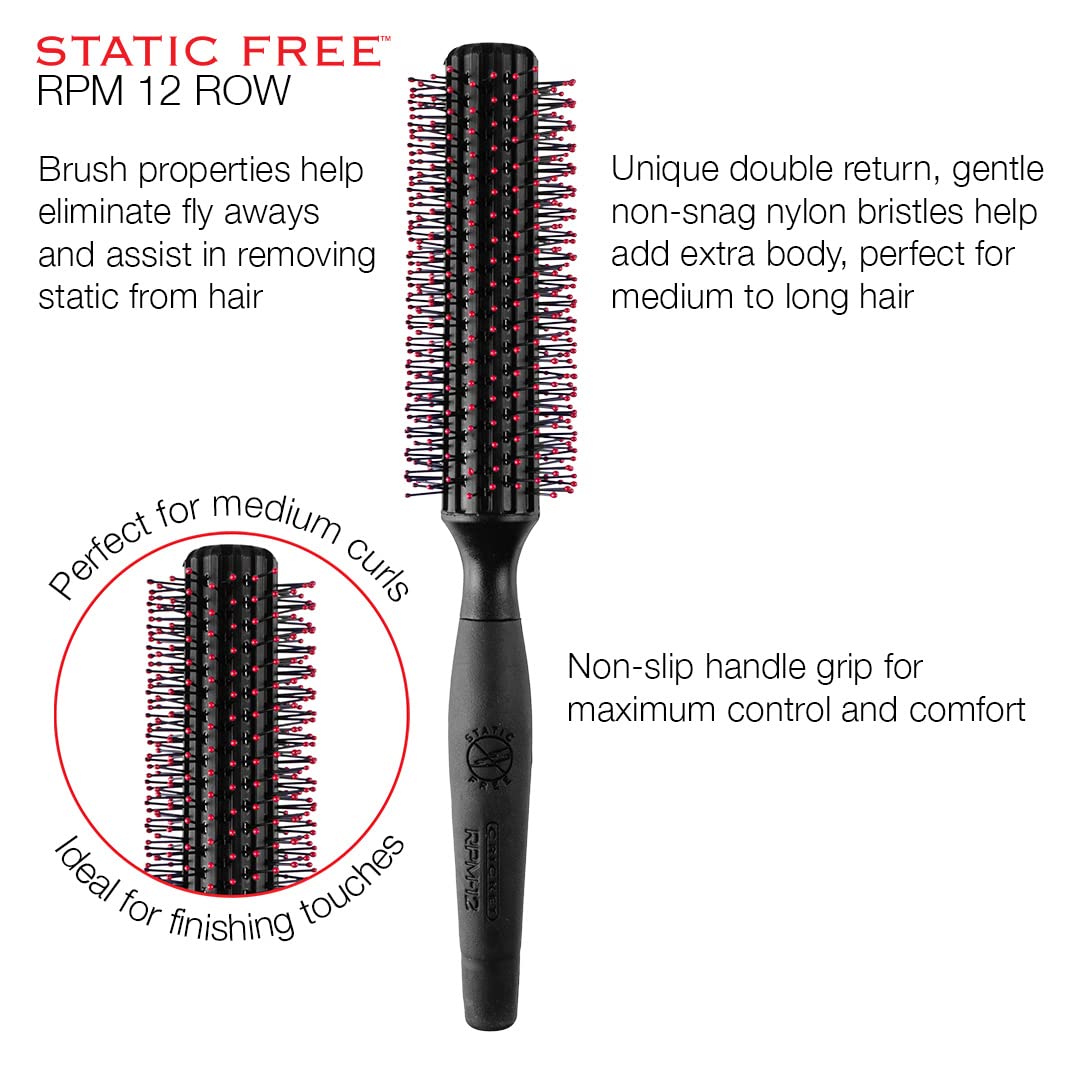 Ergonomic non slip handle of Cricket RPM hair styling brush