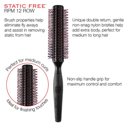 Ergonomic non slip handle of Cricket RPM hair styling brush