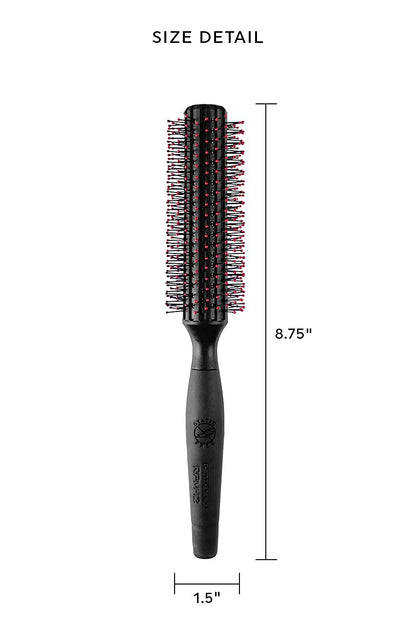 Twelve row radial pattern on the barrel of Cricket anti frizz brush
