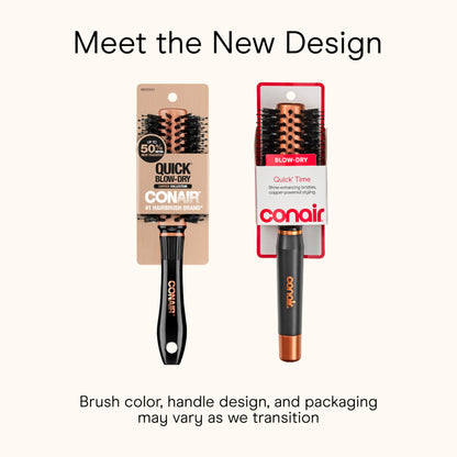 Conair round blowout styler hairbrush close up view highlighting the mix of boar and nylon bristles.