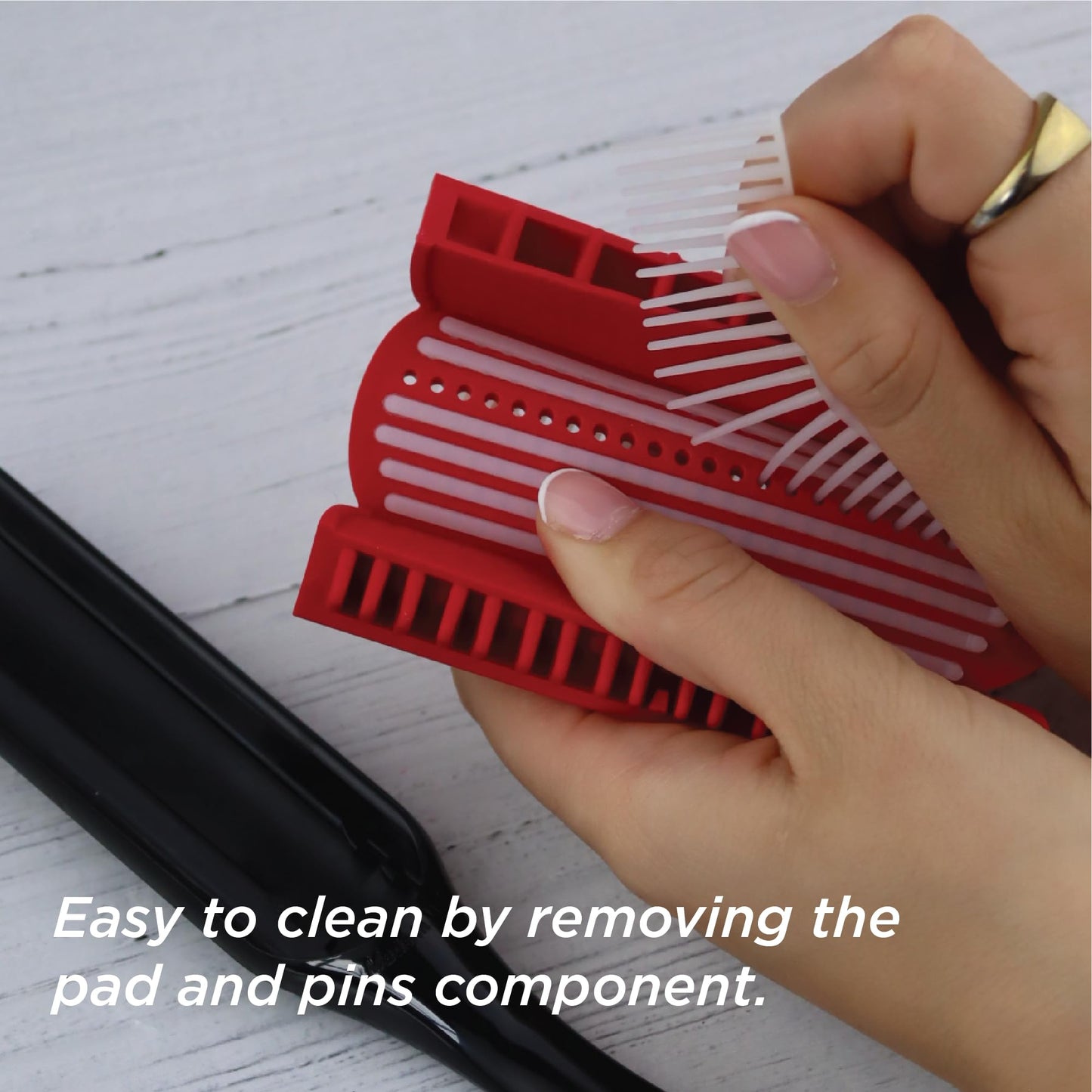 Side view profile of the medium seven row professional grooming brush