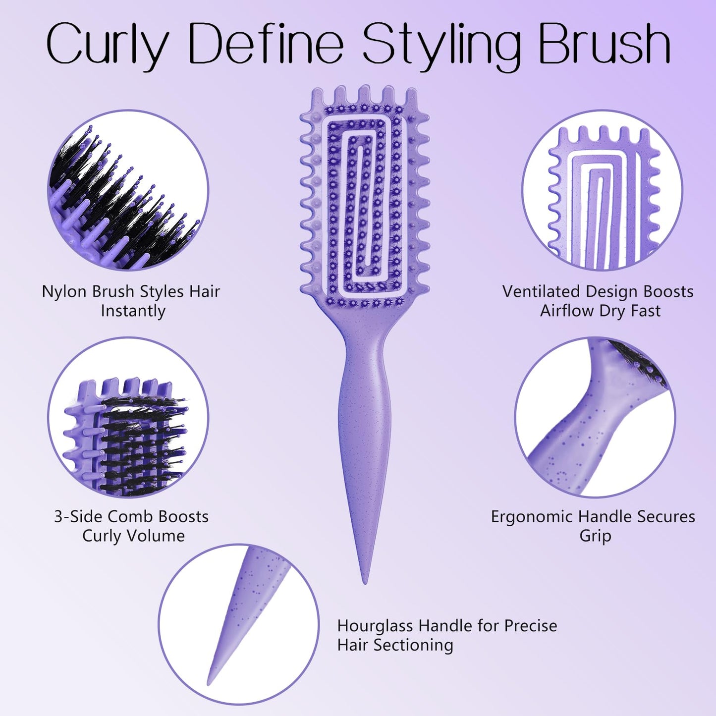 Close up of Tcsxady vented curl defining brush bristles