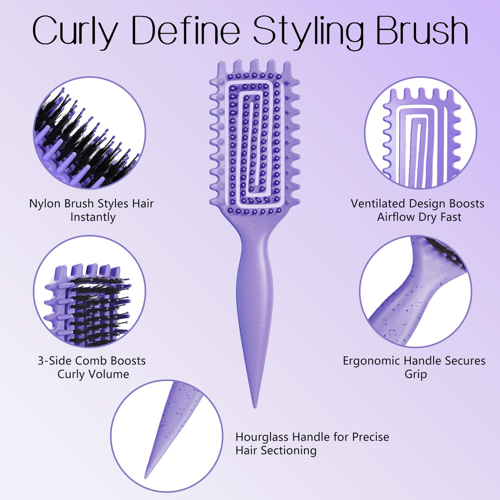 Close up of Tcsxady vented curl defining brush bristles