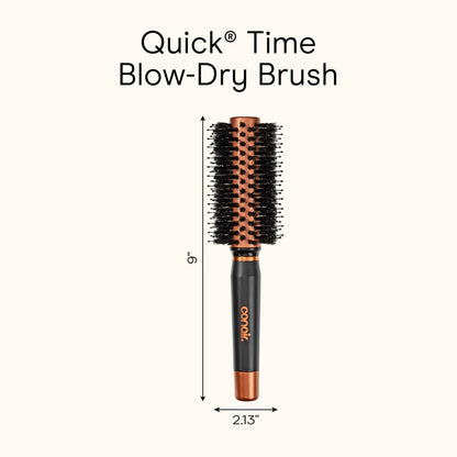 Conair voluminous blowout styling round brush top view focusing on the ball tipped bristle arrangement.
