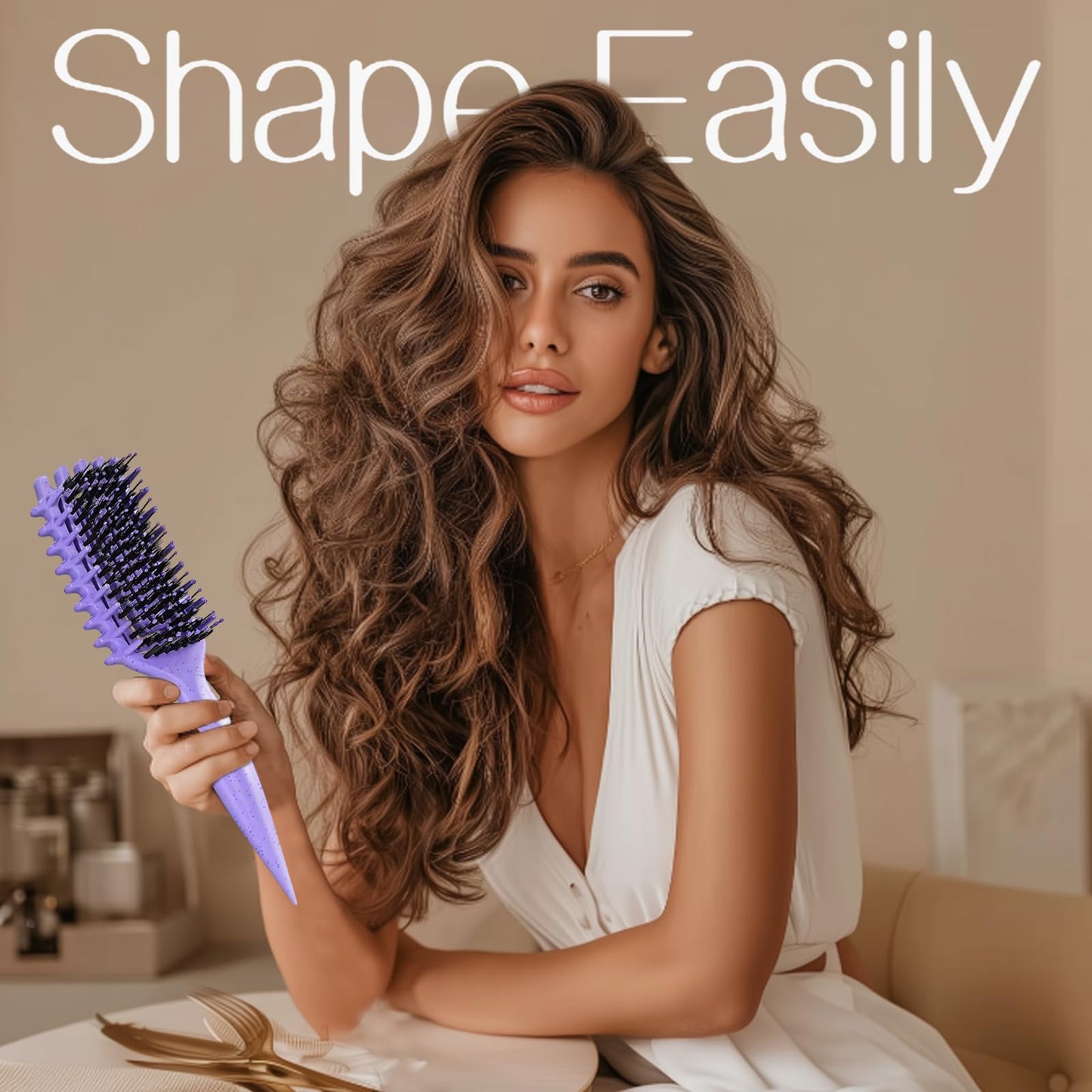 Tcsxady curly hair brush held in hand for scale