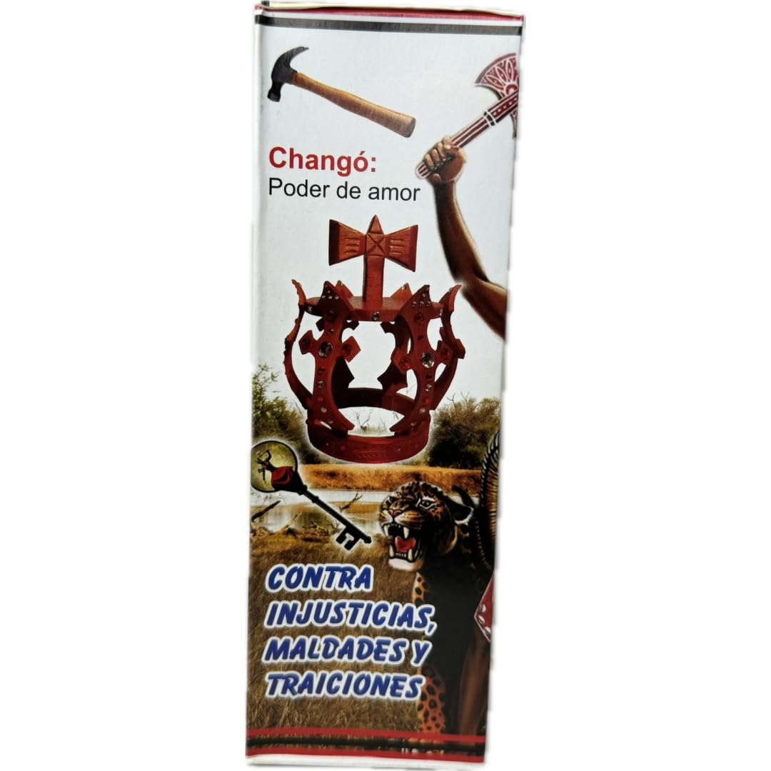 Top view of Generic Orisha Chango anointed bath 8 fluid ounce bottle
