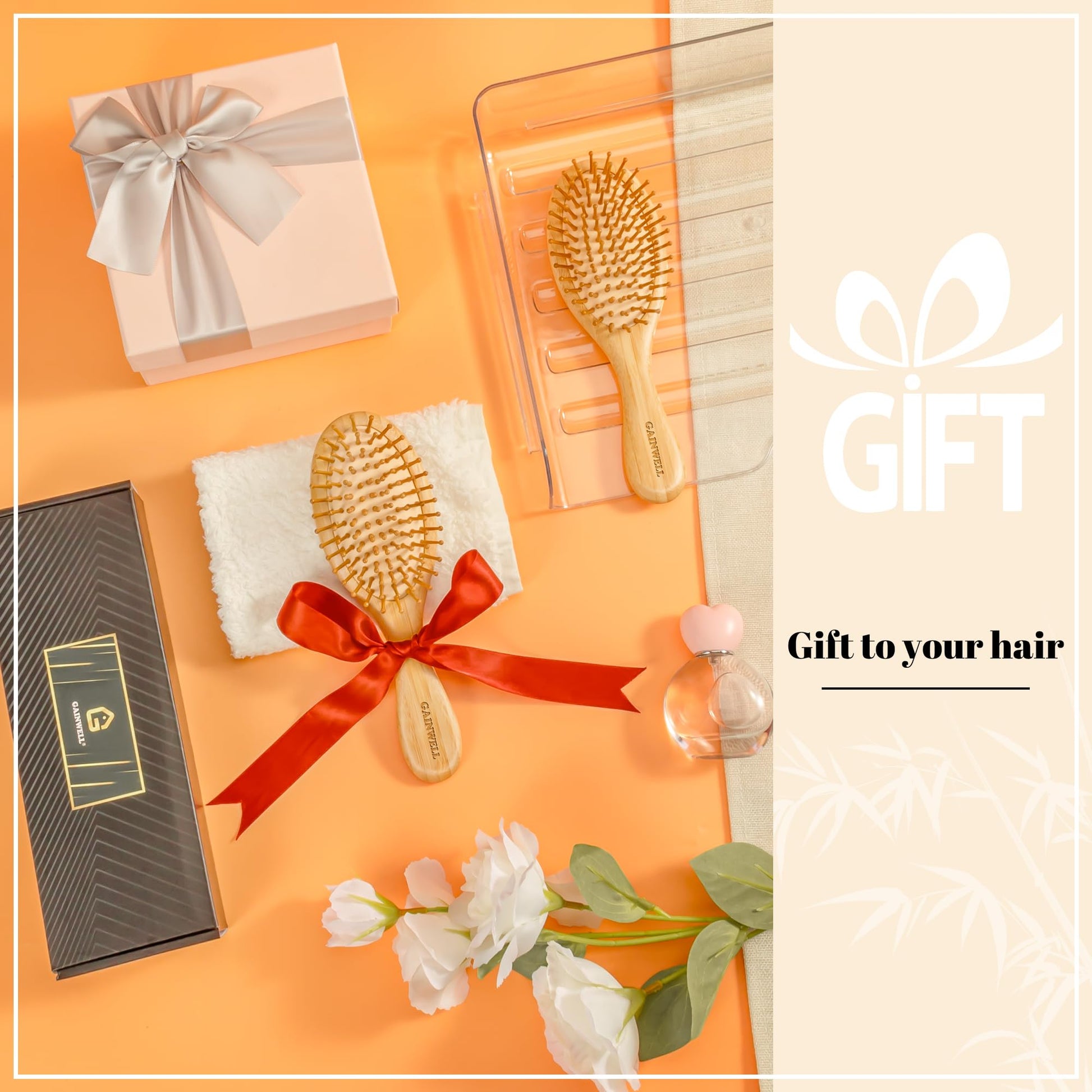 Gainwell natural bamboo detangling hairbrush lifestyle