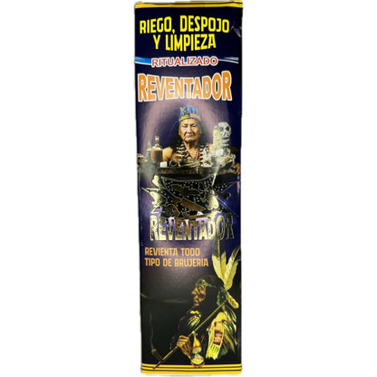 Close up of Reventador spiritual cleansing bath label