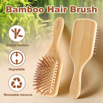 Close up view of natural bamboo bristles on Arshray hair brush