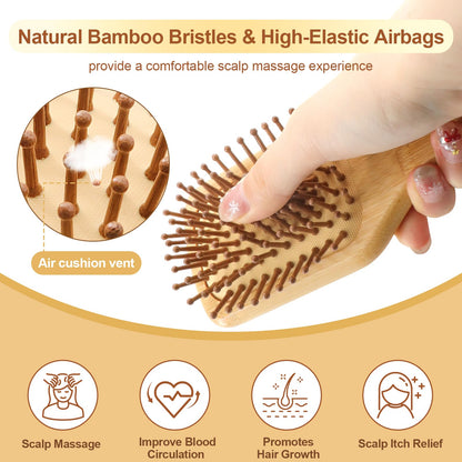 Side profile of Arshray bamboo hair brush showing cushion air hole