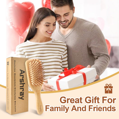 Arshray bamboo paddle brush on display with packaging