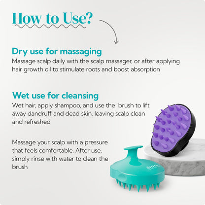 Heeta shampoo brush used for wet hair cleaning in shower