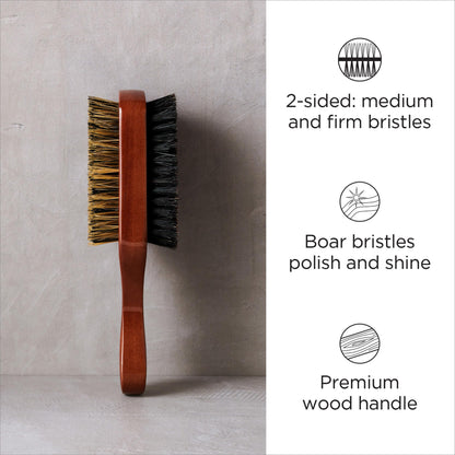 Diane double-sided mens club brush showing medium pure boar bristles side