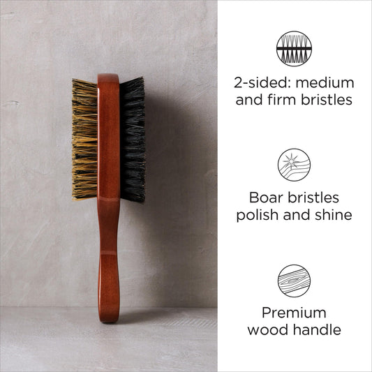 Diane double-sided mens club brush showing medium pure boar bristles side