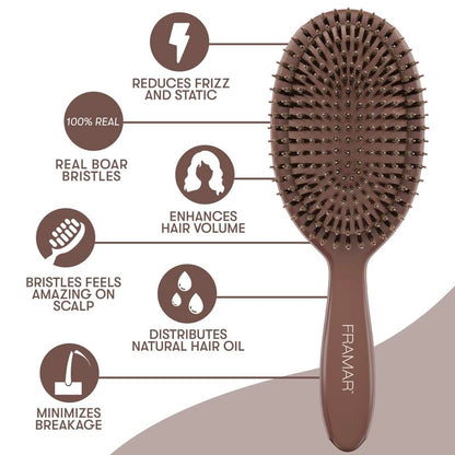 Framar boar bristle brush used on fine hair