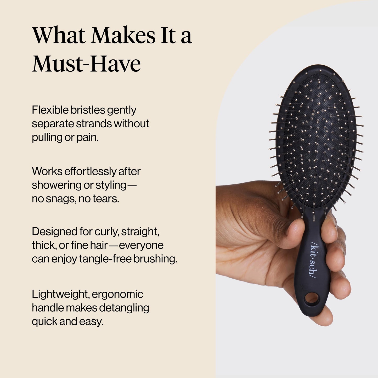 Kitsch detangler brush in shower environment