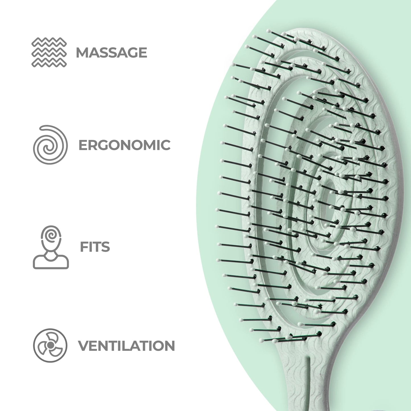 Ninabella hair brush for curly and straight hair side profile
