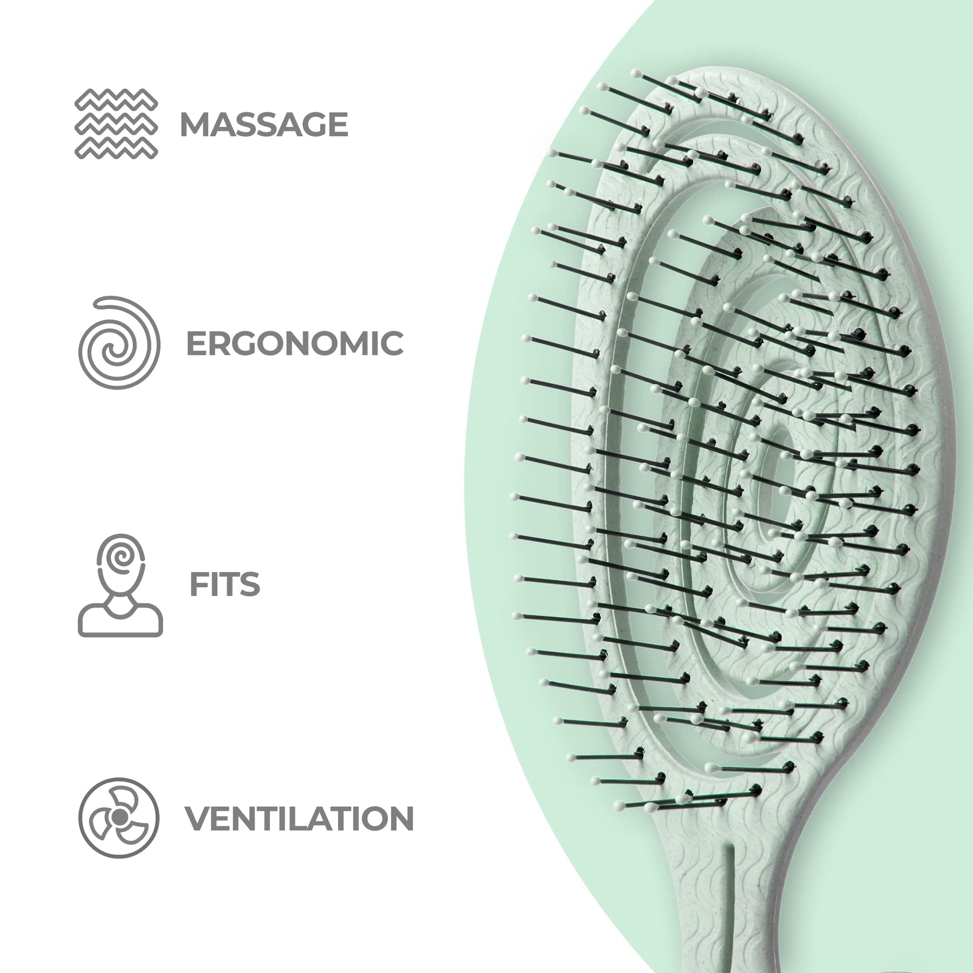 Ninabella hair brush for curly and straight hair side profile