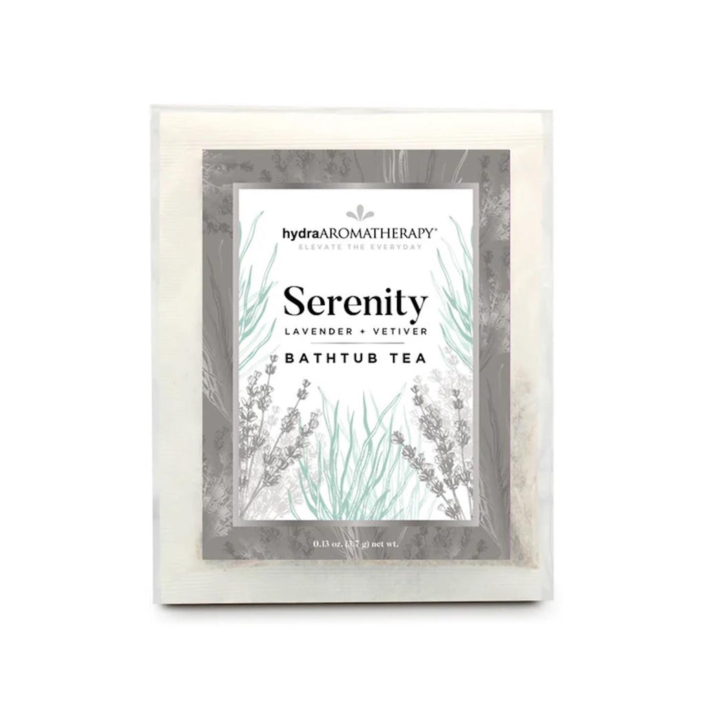 LotusTarotBoutique Serenity bath tea sachet label detail showing botanical illustration