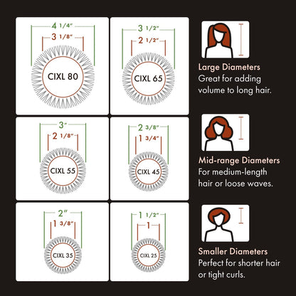 Olivia Garden thermal blowout brush showing the integrated retractable hair sectioning pick at handle base