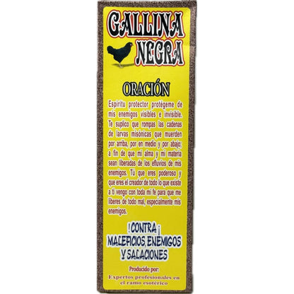 Side profile of 8 fluid ounce Gallina Negra spiritual bottle
