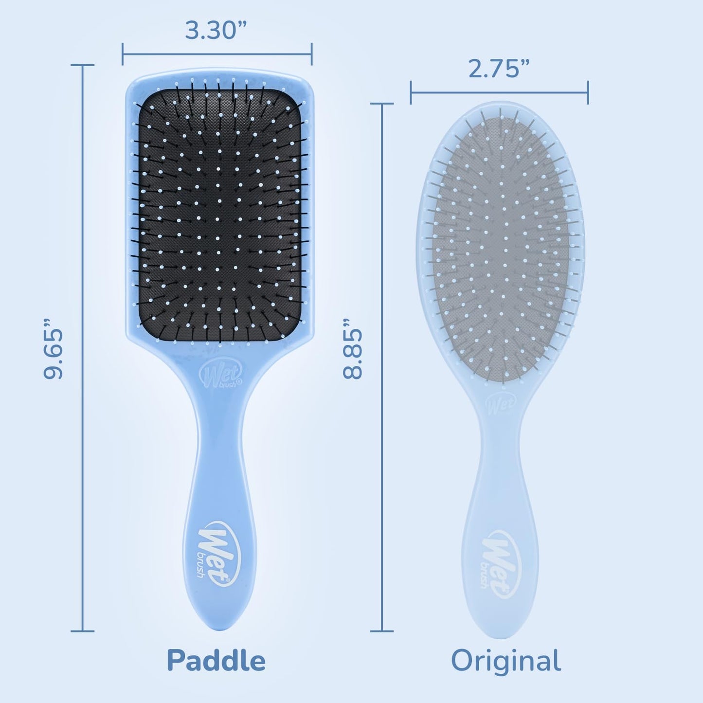 Wet Brush Paddle Detangler used on wet hair in shower